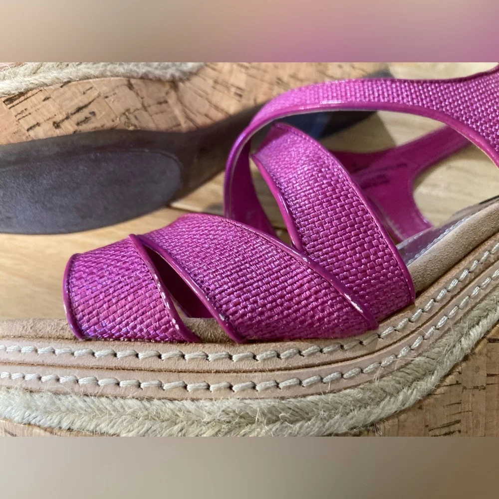 White House Black Market Pink Cork Wedge Sandals